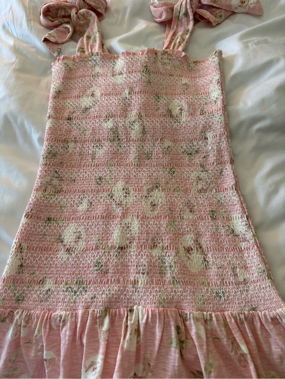 LoveShackFancy Norna Smocked Tie-Shoulder Mini Dress in Ballet Pink – NWT - Picture 8 of 8